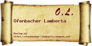 Ofenbecher Lamberta névjegykártya